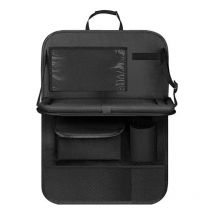 Bolsa organizadora para asiento trasero de coche para niños, con bolsillo transparente, bandeja y bolsillo para móvil/iPad (negro)