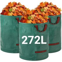 Aiperq - Bolsas para residuos de jardín resistentes - Paquete de 3 bolsas reutilizables para jardín de 272 l x 3 con asas - Tela industrial para