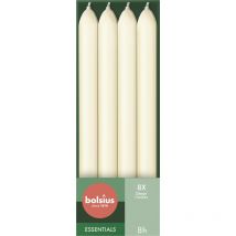 Bolsius - Candele affusolate – Avorio – Confezione da 8 – 23 cm – Lunga durata di 8 ore – Non profumate – Include cera naturale vegana – senza olio