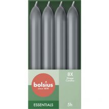 Bolsius - Candele affusolate per cena – Antracite – Confezione da 8 – 17 cm – Lunga durata di 5 ore – Non profumate – Cera vegana naturale –
