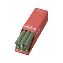 Bolsius - Rustik - Candele a bastoncino, verde oliva, set da 9 pezzi, lunghezza 13 ore, non profumate, cera vegetale naturale, senza gocciolamento,