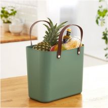 Rotho - Albula - Cesta de la compra (25 l, plástico pp reciclado), color verde, 25 l (40,0 x 23,5 x 34,0 cm), verde, 25l (40,0 x 23,5 x 34,0 cm),
