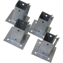 Bolt Down Fence Post Support 75MM Bolt Grip X4 (Galvanised Fencing Base Shoe Foot)