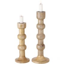 Boltze Kerzenständer Bubbles 2-tlg Set Kerzenhalter aus Holz stilvolles Design