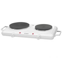 Bomann DKP 5028 CB Hornillo Eléctrico Doble, Zona Cocinado 18-15 cm con Asas, 2 Termostatos Regulación Continua 1500W-1000W Blanco