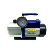 Bomba de vacío de dos etapas con electroválvula y vacuómetro - compatible con refrigerantes A2L - Idrhaus