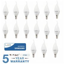 15 ampoules led bulb E14 flame 5,5W 40 w V-tac samsung natural