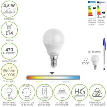 Maurer - bombilla led esferica rosca e14 4.5 watt. equivale a 35 watt. 470 lumenes. luz neutra (4000o k)