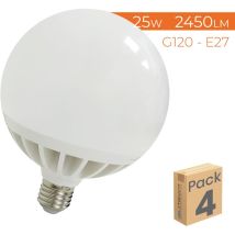 Ampoule led G120 E27 25W 2450LM Blanc Chaud 3000K - Lot de 4 u.