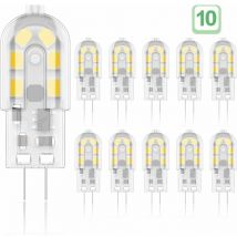 Sunflower - Juego de 10 bombillas led G4 de 2W, equivalente a lámparas halógenas de 20W, blanco cálido 3000K, 200Lm, 12x smd, 12V ac/dc [Clase de