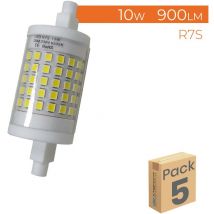 Bombilla LED R7S 10W 78mm 900LM 360o Regulable Blanco Frío 6500K - Pack 5 Ud.