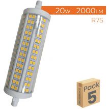 Bombilla led R7S 20W 118mm 2000LM 360o Regulable Blanco Neutro 4500K - Pack 5 Ud.