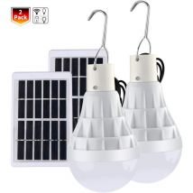 Bombilla led solar recargable de 2 piezas - 12 w - Control remoto - Camping