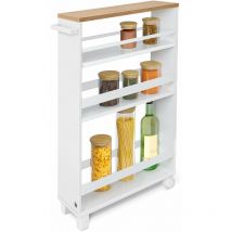 Chariot cuisine roulette – Chariot rangement étroit, Etagere salle de bain pour niche 50x79x15cm – 2 roulettes & 2 pieds pour stabiliser – Etagere