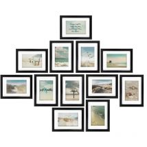 Bomoe - Juego de Marcos de Fotos múltiples para la Pared Ocean Collage - 12 Piezas - con paspartú - 12x 13x18cm Negro