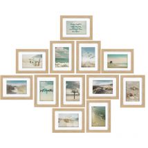 Bomoe - Juego de Marcos de Fotos múltiples para la Pared Ocean Collage - 12 Piezas - con paspartú - 12x 13x18cm Roble