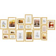 Juego de Marcos de Fotos múltiples para la Pared Passion - 18 Piezas Oro - Bomoe