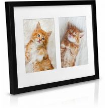 Multi Cadre Photo Pêle-Mêle Mural - En bois mdf et en verre - Galerie Noir, 25cm, 19 - Bomoe