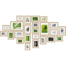 Set de 24 Cadres Photos Nature lot pour décoration Murale pour Chambre Salon Bureau Maison chêne - Bomoe