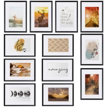 Set di cornici per foto 12 pezzi – Cornice multipla in legno e vetro plastica - Cornice per foto 12x 13x18 cm - Cornice per foto da muro - collage