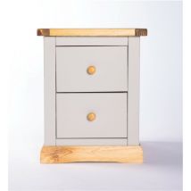 Bomporto 2 Drawer Bedside Table Wood Knob - Light grey