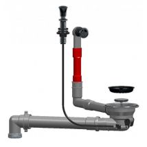 Lira - Automatischer Ablauf für Spülbecken mit 90 mm Loch, runder Überlauf, Druckknopf, Farbe Schwarz iron pearl