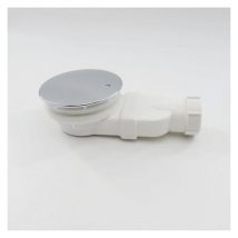 Duschrinne 90 mm, extra flach, Ablaufloch für Duschwanne, Siphon mit Anti-Geruch-System, Haarsieb, Chromabdeckung, weiß, (ohne Schlauch) dolaso