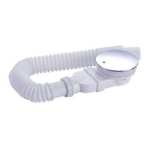 Receveur de douche 90 mm, extra plat, auge de douche, bonde avec système anti-odeurs, filtre cheveux, flexible, couvercle chromé, monobloc, blanc,