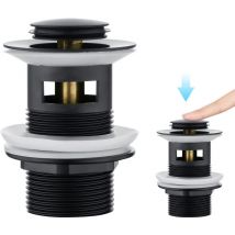 Bonde de Lavabo avec Trop-Plein, Vidage Lavabo Pop-up, Bonde de Vidage Universelle, Noir Mat