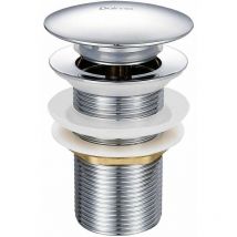 Bonde de Lavabo Pop-up sans Trop-Plein en Laiton Chromé G 1-1/4, Équipée d'un Système d'Ouverture et de Fermeture Facile à Bouton-Poussoir.-