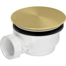 Piletta per piattio doccia con diametro di 90 mm - Copertura oro spazzolato - Scarico orizzontale