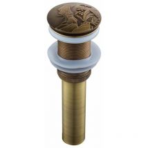 Bonde de Vidage Lavabo Automatique Push Open pour Lavabo ,Bouchon de vidage en Laiton Antique Clic-clac Pop-up Sans Trop-plein ,Système de Vidage