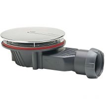 Wirquin - Bonde de douche avec dôme métal (slim +) - Hauteur: 40 mm - Longueur: 190 mm - Pour receveur diamètre: 90 mm - Dôme métal brossé : Ø118 mm