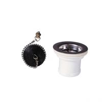 Bonde d'évier avec grille inox Ø50mm avec bouchon Wirquin