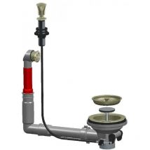 Lira - Desagüe de fregadero automático diámetro 114mm, níquel satinado con rebosadero redondo