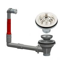 Lira - Bonde évier nickel poli pvd à panier, pour trou 90 mm, trop plein rond