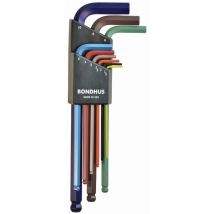 Set mit 9 ColorGuard Winkelschraubern mit Kugelspitze in 1,5-10 mm metrisch Bondhus 69499