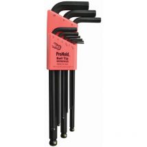 Set mit 9 ProHold Winkelschraubenschlüsseln mit Kugelspitze in metrisch 1,5-10 mm Bondhus 74999