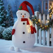 Spetebo - Bonhomme de neige led 140 cm en tissu - étanche - pour l'intérieur et l'extérieur - batterie / minuterie