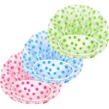 Bonnet De Douche Bonnet de Bain élastiques Chapeau Réutilisables avec Des Bandes Élastiques Pour Femmes Filles Douche spa Salon (3 pcs, vert bleu