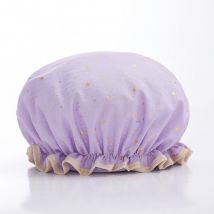 Bonnet de douche double couche élastique imperméable pour femme, bonnet de bain pour douche, spa, salon (violet)