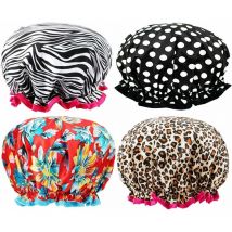 Csparkv - Bonnet de Douche Femme, Bonnet Douche en Satin Double Couche, Charlotte Cheveux Douche Imperméable, Bonnet Douche Enfant Réutilisable,