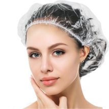 Bonnets de douche jetables, bonnet de douche 100 pièces, bonnet de douche large, épais, transparent, élastique en, convient aux femmes, voyage, usage