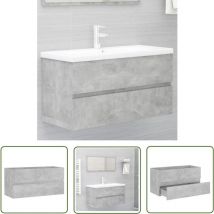 Tuserxln - The Living Store Waschbeckenunterschrank Betongrau 90x38,5x45 cm Holzwerkstoff - Waschtischschrank - Badezimmermöbel - Betonlook - Grauer