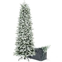 Albero di Natale Slim Innevato in pe Real Touch e pvc, Borsa Omaggio, Enea 210 cm - BOP