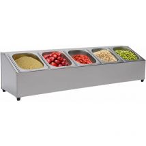 Gojoy - Bord supérieur gn, récipient Gastronorm en acier inoxydable, récipient à Ingrédients de restauration (5 récipients gn et 5 couvercles)