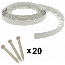 Gt Garden - Borde de jardín flexible blanco - 4 cm x 10 m con 20 estacas de fijación