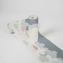 A.s.creations - Bordi Adesivi Per Pareti Lovely Kids Dreamy Sky 5.00 m x 0.155 m Grigio Rosa Bianco Prodotto in Germania da a.s. Création 403743