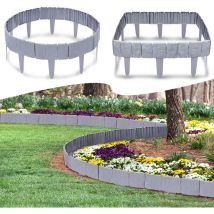 Hengmei - Bordillos y borduras para jardín Efecto de Piedra Bordes de Plástico para Jardín Valla para Jardín Planta de Borde, 70 Piezas, 17,5m, Gris