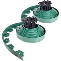Bordo da giardino in plastica 10 metri con 30 picchetti di ancoraggio Bordo per prato flessibile Bordo per prato con picchetti solidi Idea giardino